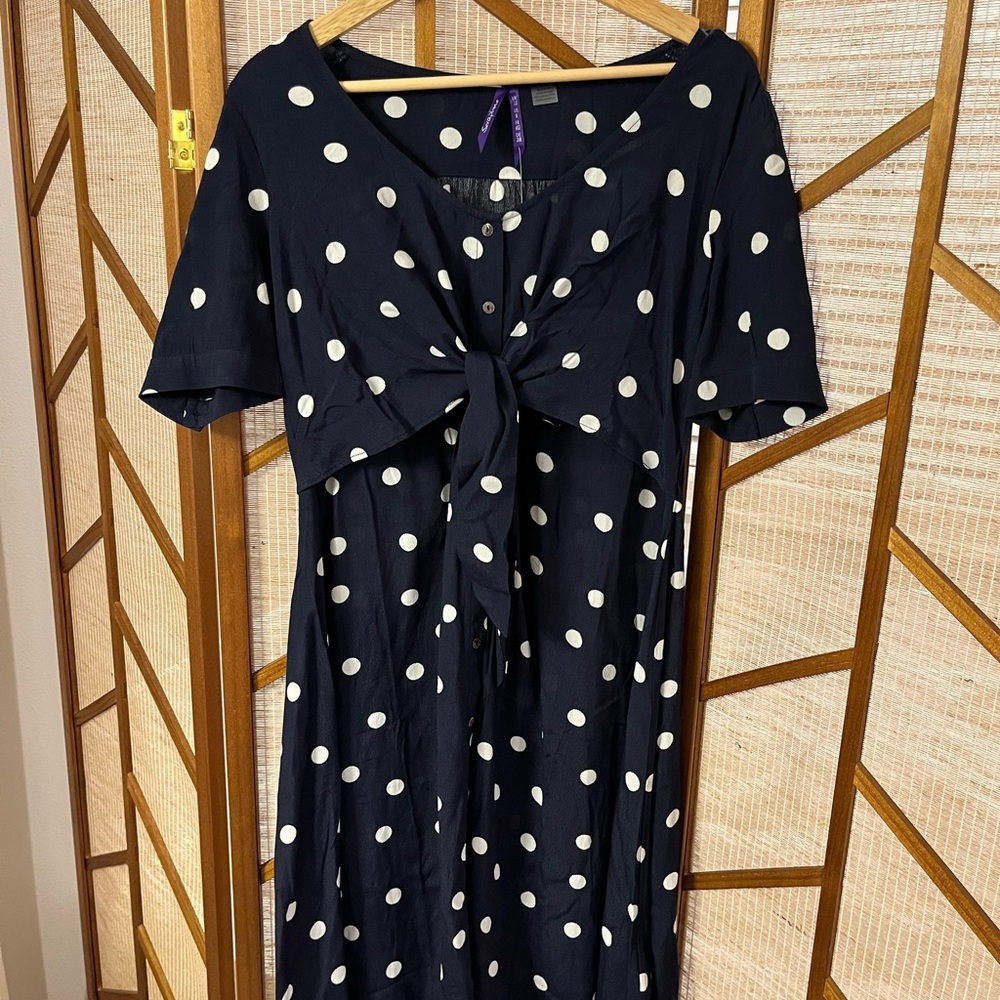 Seraphine Dark Blue Dress with White Dots